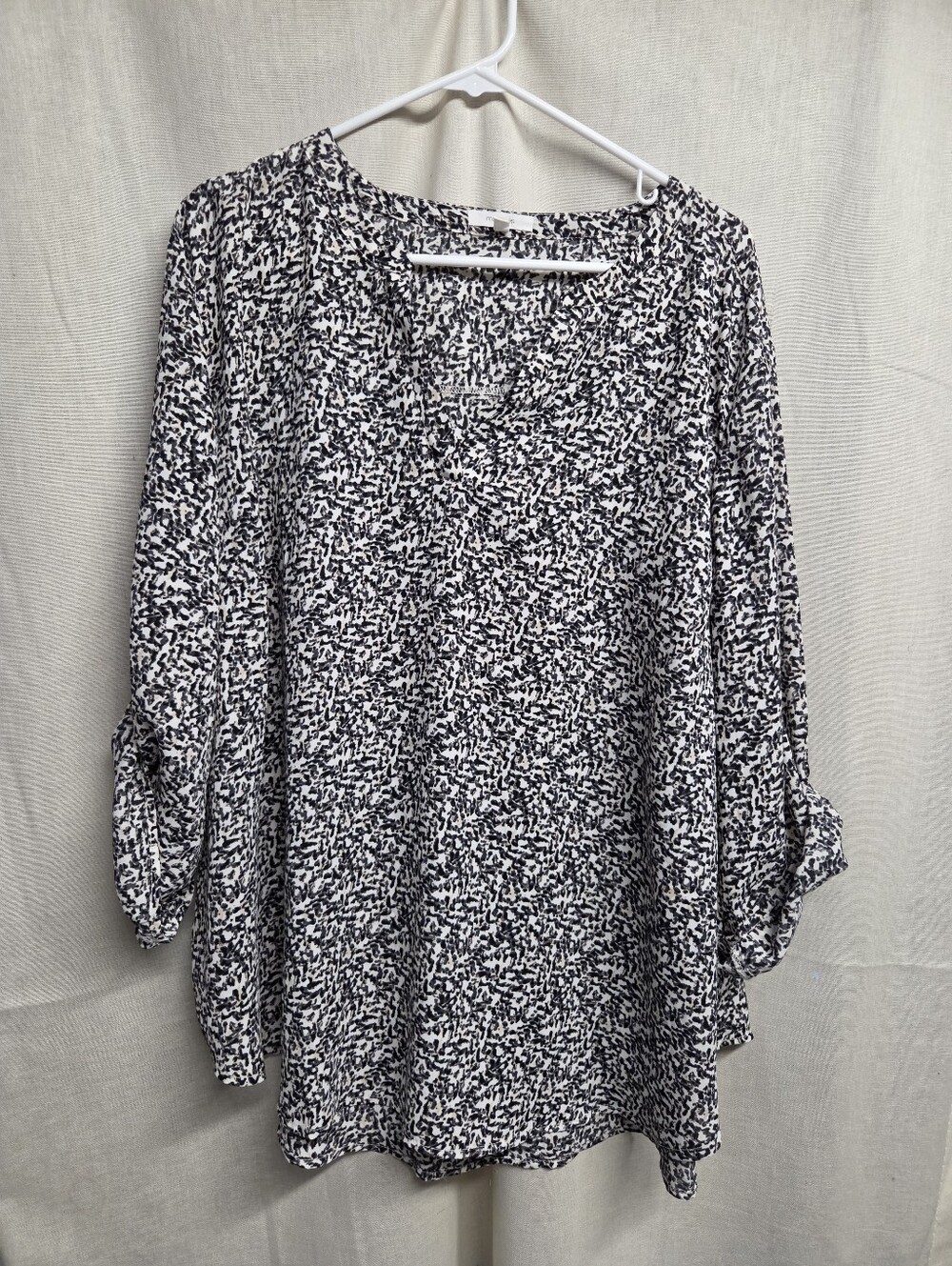 Maurices Black, White And Cream Dotted Print Quater Length Sleeve Blouse